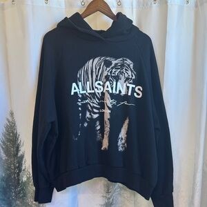 AllSaints Black Tiger Graphic Hoodie size L